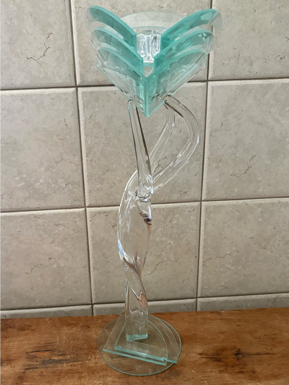 Art Deco Hand Formed  with Beveled Glass  mid-century modern 14.5" tall